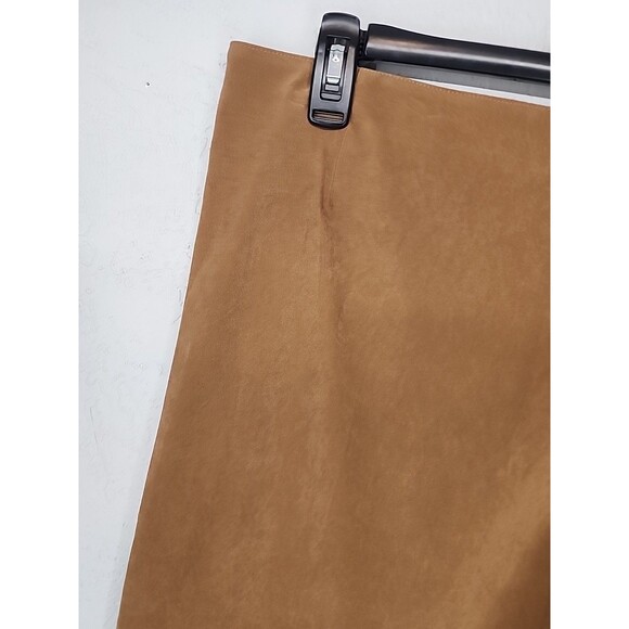 Faux Suede Camel Midi Skirt Prairie Western Muted Neutral Casual Chic Fall | 12 - Picture 2 of 7